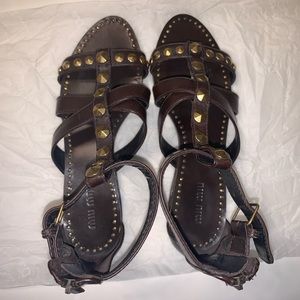 MIU MIU BROWN LEATHER SANDALS